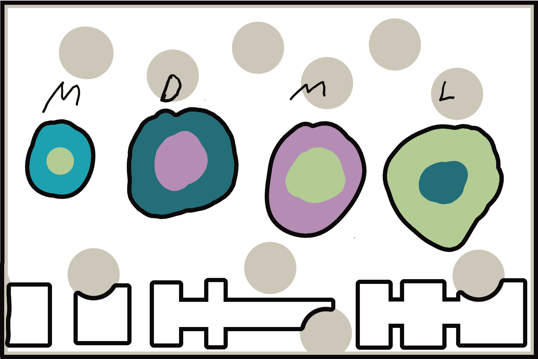 a pastel colour template in greens purples and blues