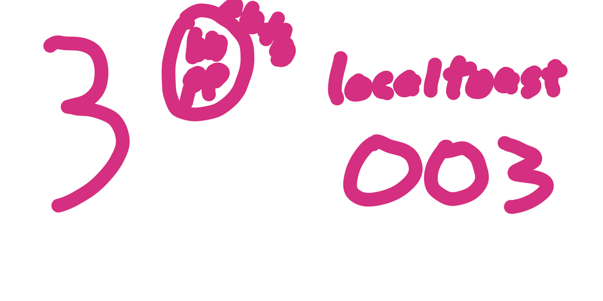 A pink three, the authors signature and localtoast 003