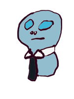 a blue ghost with a little tie