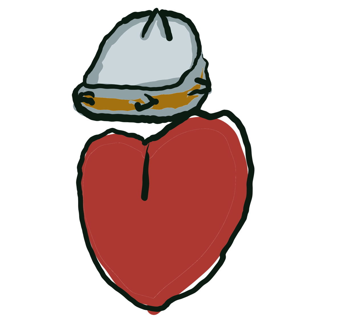 A little goblin helmet with a heart under it
