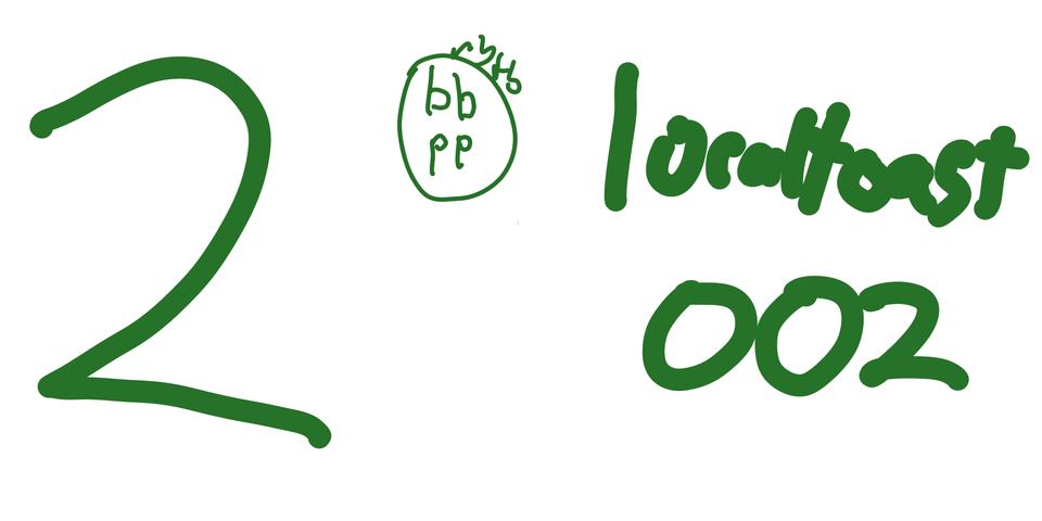 The number 2, the author's signature and words that say localtoast002